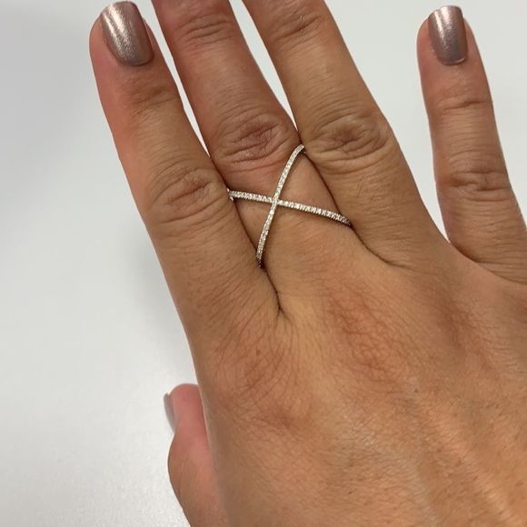 X micropaved diamond saintly minimalist ring - Picture 5 of 12